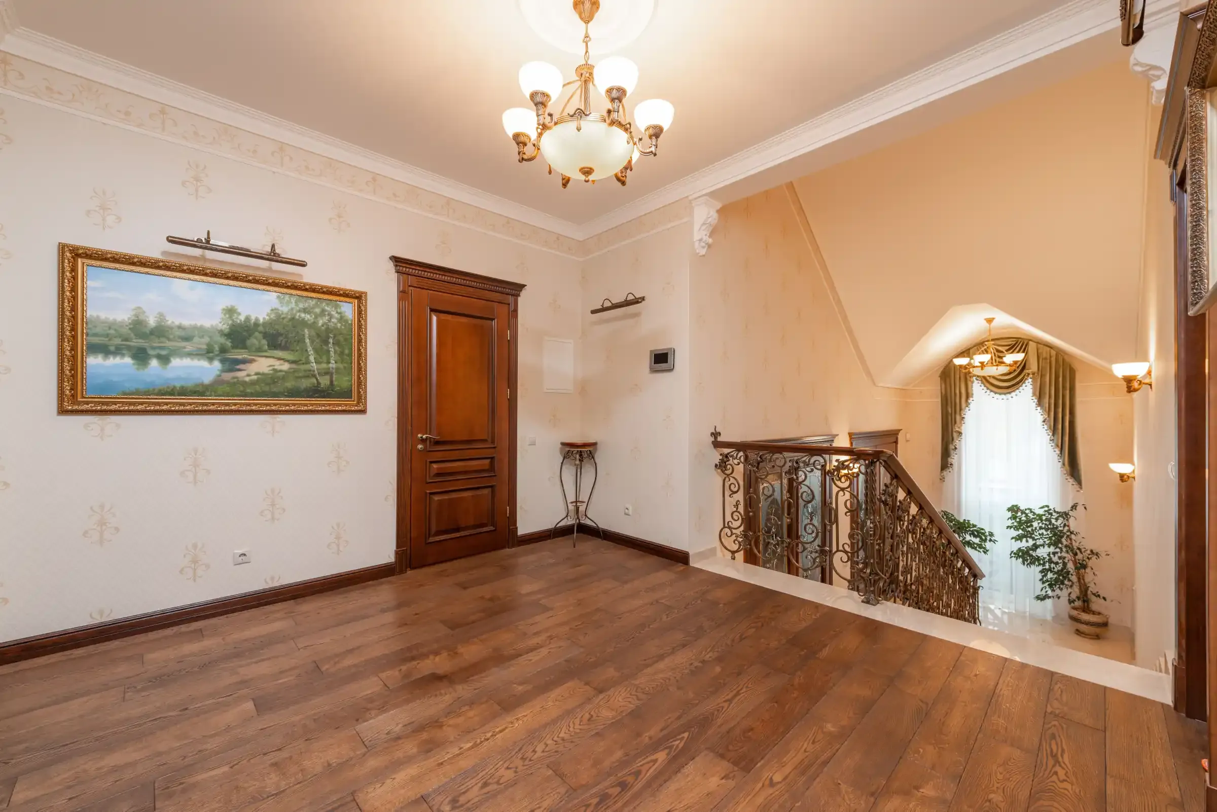 Refinished hardwood staircase by AC Brothers — final call to action background